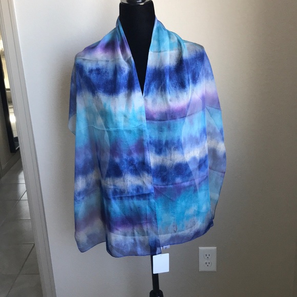 Galitzine Blue/Purple Ombre TieDyeDesign Scarf - Picture 3 of 7